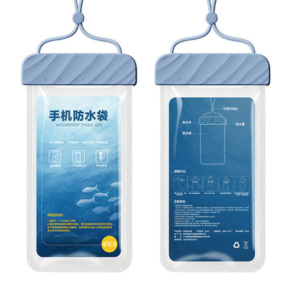 IPX8 Waterproof Pouch for Under 7.2-inches Cell Phone Floating Wave Texture Clear TPU Phone Case Dry Bag with Lanyard