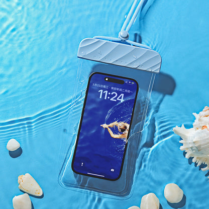 IPX8 Waterproof Pouch for Under 7.2-inches Cell Phone Floating Wave Texture Clear TPU Phone Case Dry Bag with Lanyard