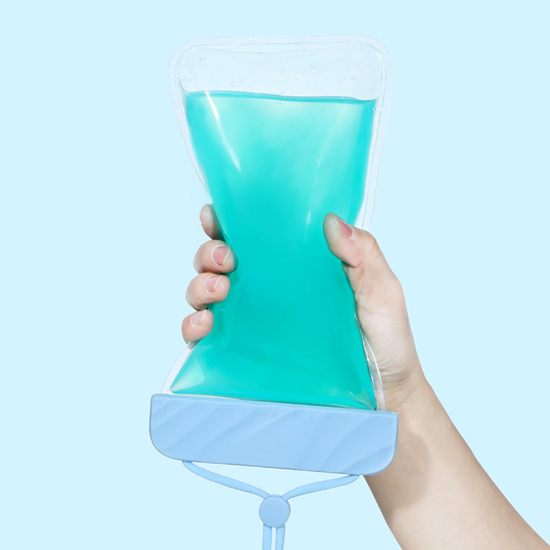 IPX8 Waterproof Pouch for Under 7.2-inches Cell Phone Floating Wave Texture Clear TPU Phone Case Dry Bag with Lanyard