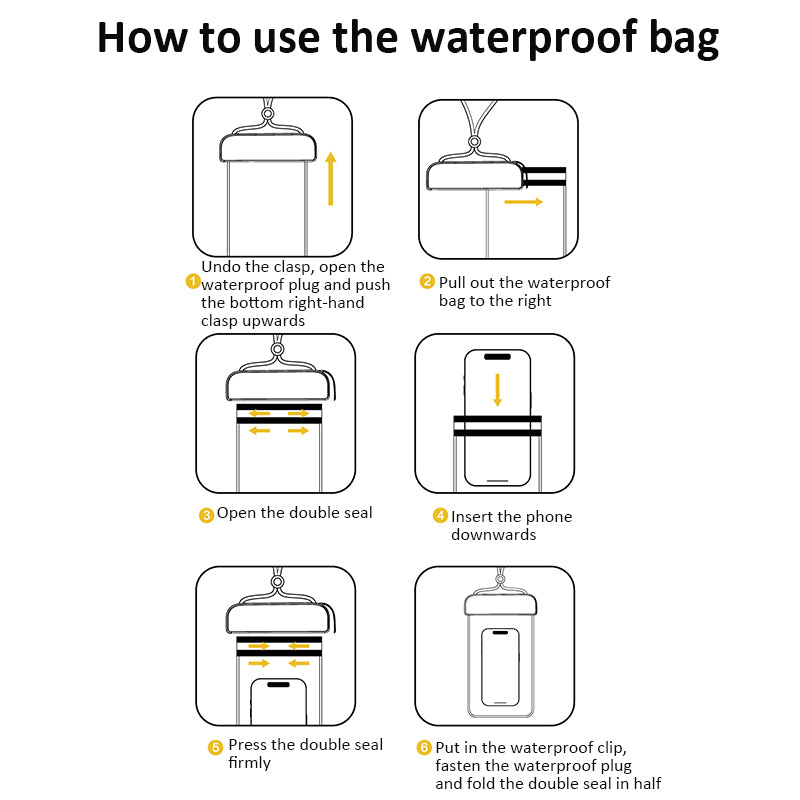 IPX8 Waterproof Pouch for Under 7.2-inches Cell Phone Floating Wave Texture Clear TPU Phone Case Dry Bag with Lanyard