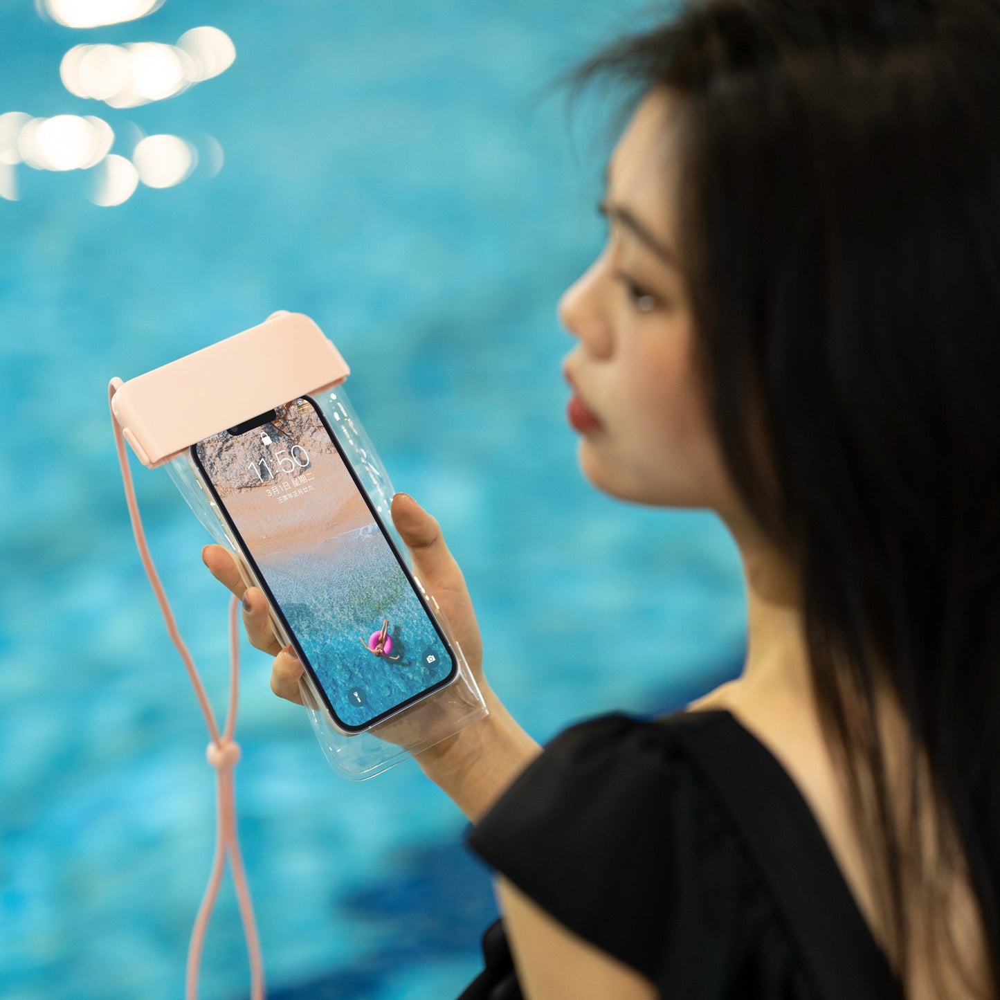 IPX8 Waterproof Phone Case Clear TPU Cellphone Holder Pouch Screen Touchable for Smartphones within 7''