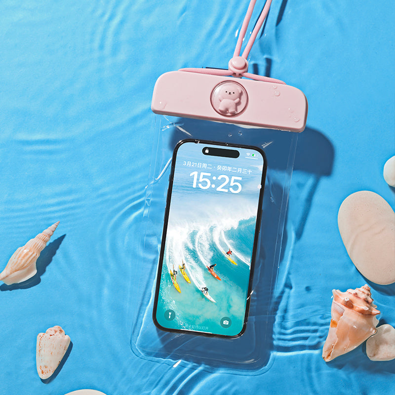 IPX8 Waterproof Phone Pouch for Phones within 7.2'' Cute Bear ransparent TPU Floating Phone Case Underwater Screen Touchable