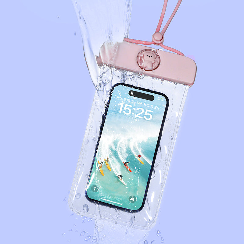 IPX8 Waterproof Phone Pouch for Phones within 7.2'' Cute Bear ransparent TPU Floating Phone Case Underwater Screen Touchable