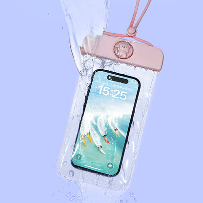 IPX8 Waterproof Phone Pouch for Phones within 7.2'' Cute Bear ransparent TPU Floating Phone Case Underwater Screen Touchable
