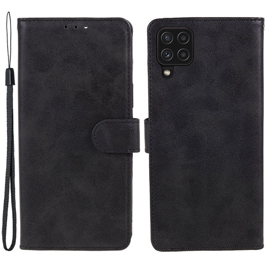 For Samsung Galaxy A22 4G (EU Version) Calf Texture PU Leather Phone Case Wallet Stand Anti-drop Cover