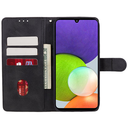 For Samsung Galaxy A22 4G (EU Version) Calf Texture PU Leather Phone Case Wallet Stand Anti-drop Cover