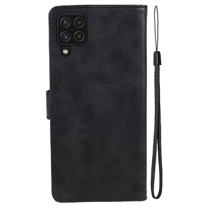 For Samsung Galaxy A22 4G (EU Version) Calf Texture PU Leather Phone Case Wallet Stand Anti-drop Cover