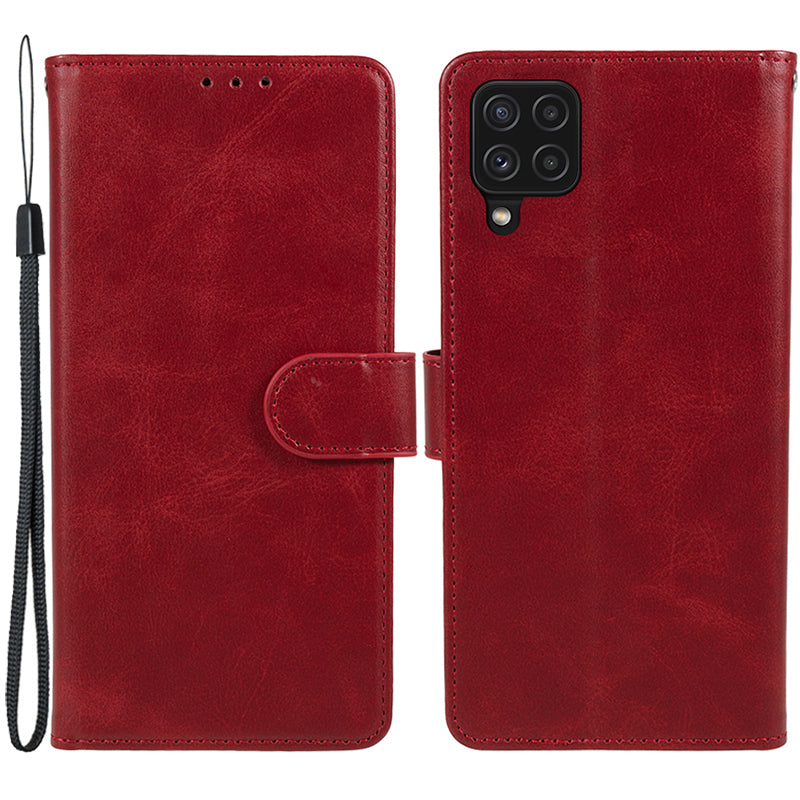 For Samsung Galaxy A22 4G (EU Version) Calf Texture PU Leather Phone Case Wallet Stand Anti-drop Cover