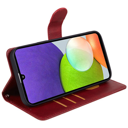 For Samsung Galaxy A22 4G (EU Version) Calf Texture PU Leather Phone Case Wallet Stand Anti-drop Cover