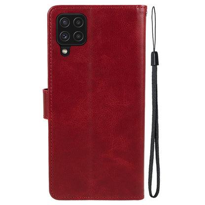 For Samsung Galaxy A22 4G (EU Version) Calf Texture PU Leather Phone Case Wallet Stand Anti-drop Cover