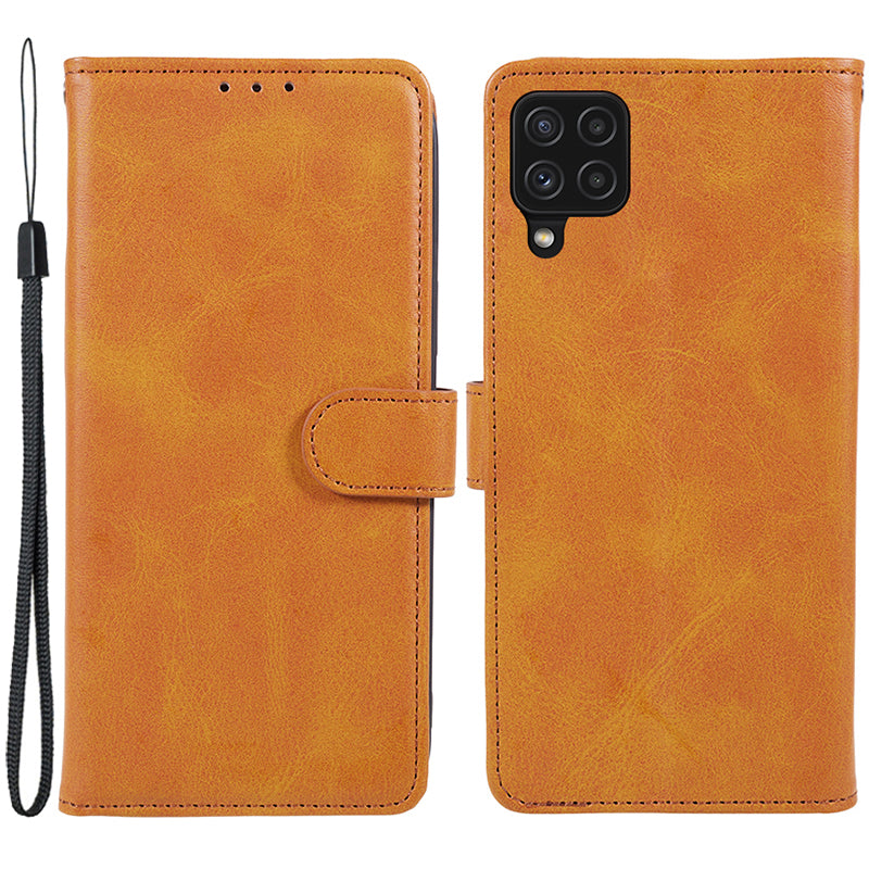 For Samsung Galaxy A22 4G (EU Version) Calf Texture PU Leather Phone Case Wallet Stand Anti-drop Cover