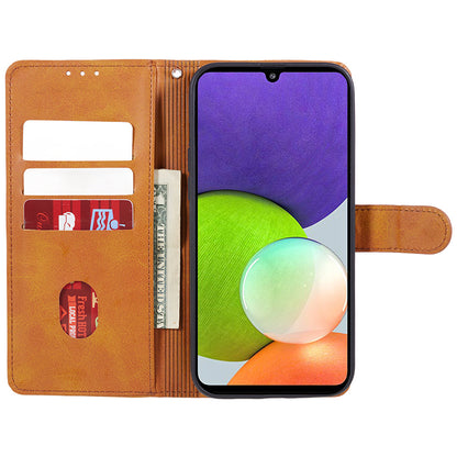 For Samsung Galaxy A22 4G (EU Version) Calf Texture PU Leather Phone Case Wallet Stand Anti-drop Cover