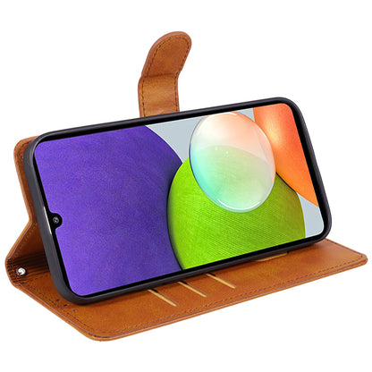 For Samsung Galaxy A22 4G (EU Version) Calf Texture PU Leather Phone Case Wallet Stand Anti-drop Cover