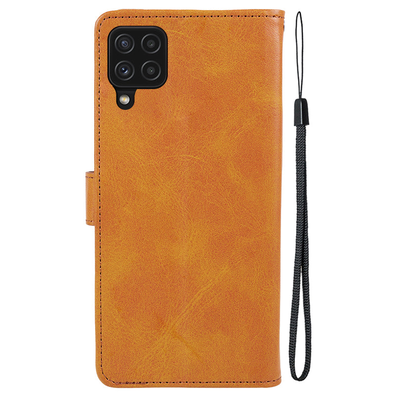 For Samsung Galaxy A22 4G (EU Version) Calf Texture PU Leather Phone Case Wallet Stand Anti-drop Cover