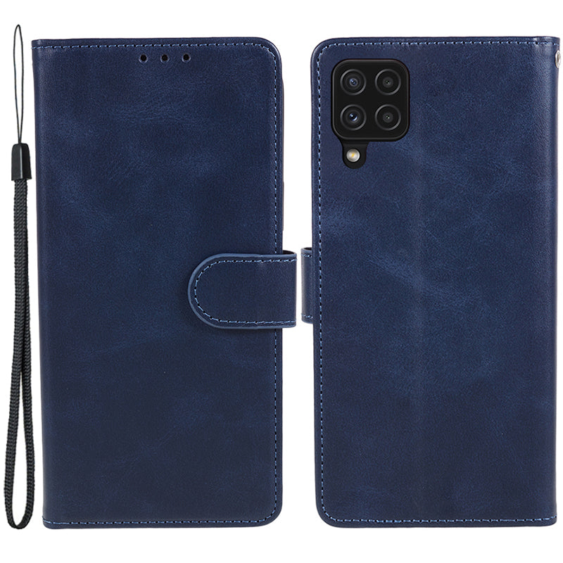For Samsung Galaxy A22 4G (EU Version) Calf Texture PU Leather Phone Case Wallet Stand Anti-drop Cover
