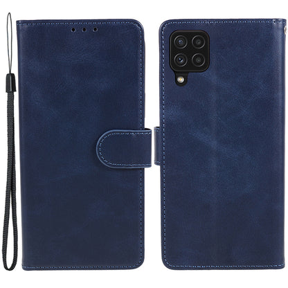 For Samsung Galaxy A22 4G (EU Version) Calf Texture PU Leather Phone Case Wallet Stand Anti-drop Cover