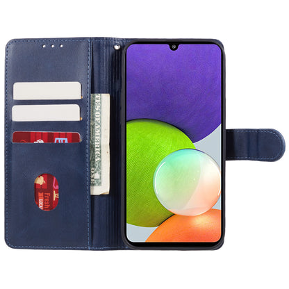For Samsung Galaxy A22 4G (EU Version) Calf Texture PU Leather Phone Case Wallet Stand Anti-drop Cover