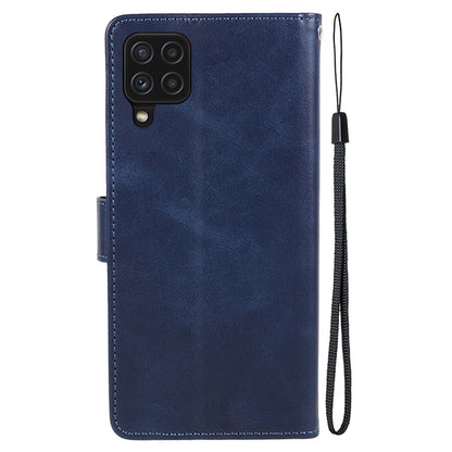 For Samsung Galaxy A22 4G (EU Version) Calf Texture PU Leather Phone Case Wallet Stand Anti-drop Cover