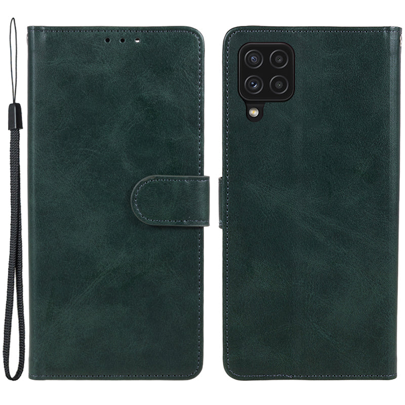 For Samsung Galaxy A22 4G (EU Version) Calf Texture PU Leather Phone Case Wallet Stand Anti-drop Cover