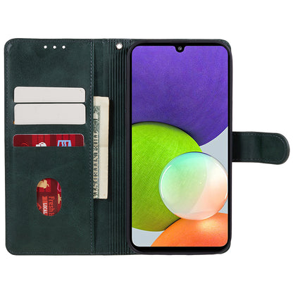 For Samsung Galaxy A22 4G (EU Version) Calf Texture PU Leather Phone Case Wallet Stand Anti-drop Cover