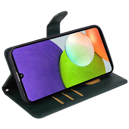 For Samsung Galaxy A22 4G (EU Version) Calf Texture PU Leather Phone Case Wallet Stand Anti-drop Cover