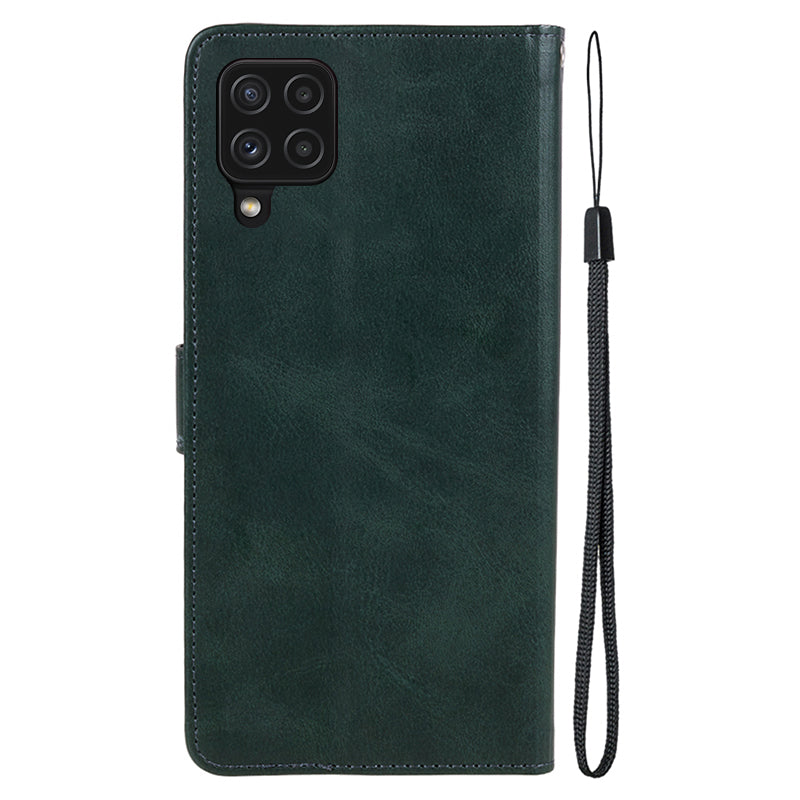 For Samsung Galaxy A22 4G (EU Version) Calf Texture PU Leather Phone Case Wallet Stand Anti-drop Cover