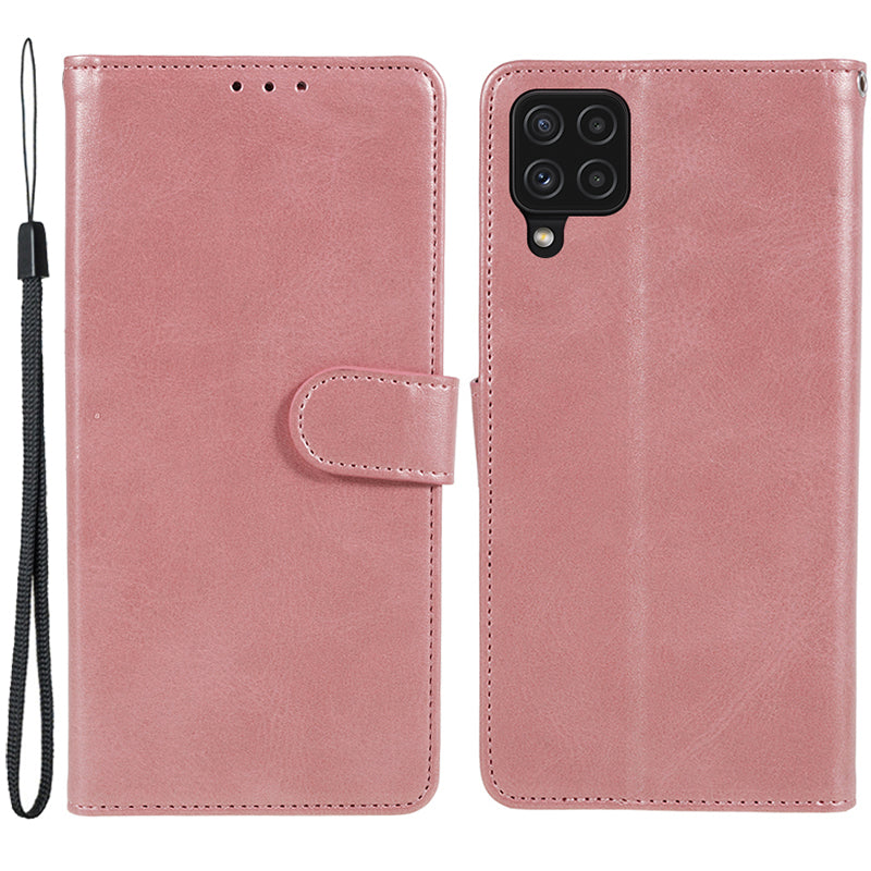 For Samsung Galaxy A22 4G (EU Version) Calf Texture PU Leather Phone Case Wallet Stand Anti-drop Cover
