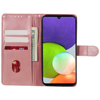 For Samsung Galaxy A22 4G (EU Version) Calf Texture PU Leather Phone Case Wallet Stand Anti-drop Cover