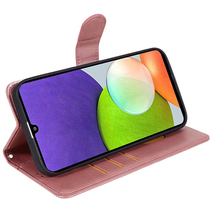 For Samsung Galaxy A22 4G (EU Version) Calf Texture PU Leather Phone Case Wallet Stand Anti-drop Cover