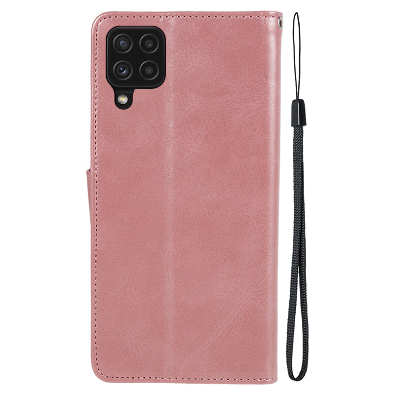 For Samsung Galaxy A22 4G (EU Version) Calf Texture PU Leather Phone Case Wallet Stand Anti-drop Cover
