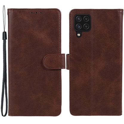 For Samsung Galaxy A22 4G (EU Version) Calf Texture PU Leather Phone Case Wallet Stand Anti-drop Cover