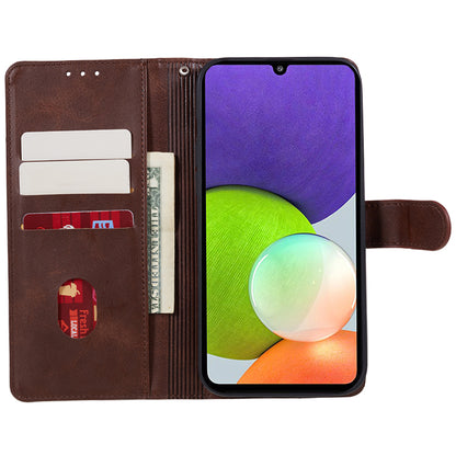 For Samsung Galaxy A22 4G (EU Version) Calf Texture PU Leather Phone Case Wallet Stand Anti-drop Cover