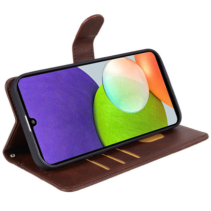 For Samsung Galaxy A22 4G (EU Version) Calf Texture PU Leather Phone Case Wallet Stand Anti-drop Cover