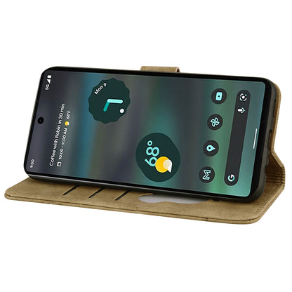 For Google Pixel 8 Pro PU Leather Wallet Stand Case Imprinted Flower Cat Phone Cover with Strap