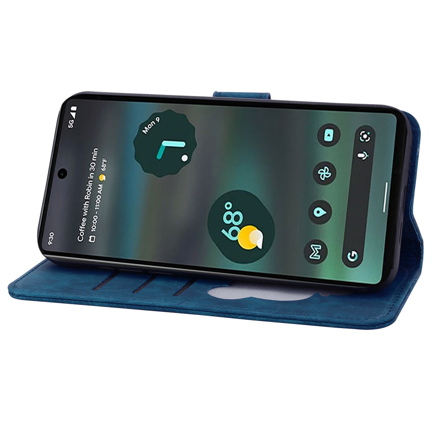 For Google Pixel 8 Pro PU Leather Wallet Stand Case Imprinted Flower Cat Phone Cover with Strap