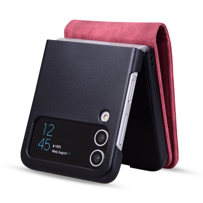 For Samsung Galaxy Z Flip3 5G Imprinted Cat Flower Cover PU Leather Card Holder Phone Case