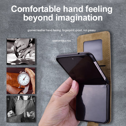 For Samsung Galaxy Z Flip3 5G Imprinted Cat Flower Cover PU Leather Card Holder Phone Case