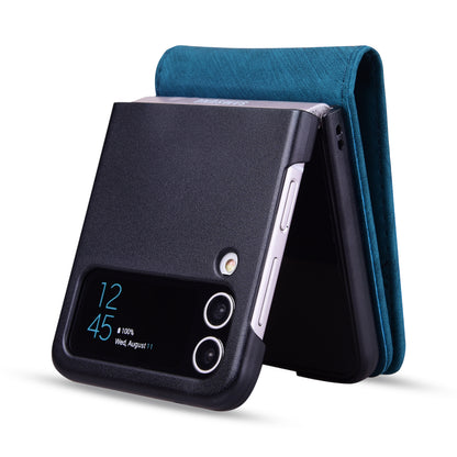 For Samsung Galaxy Z Flip4 5G PU Leather Card Holder Phone Case Imprinted Cat Flower Anti-drop Cover