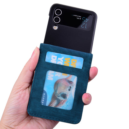 For Samsung Galaxy Z Flip4 5G PU Leather Card Holder Phone Case Imprinted Cat Flower Anti-drop Cover