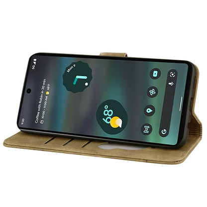 For Google Pixel 8 PU Leather Wallet Case Imprinted Flower Cat  Stand Phone Cover with Strap