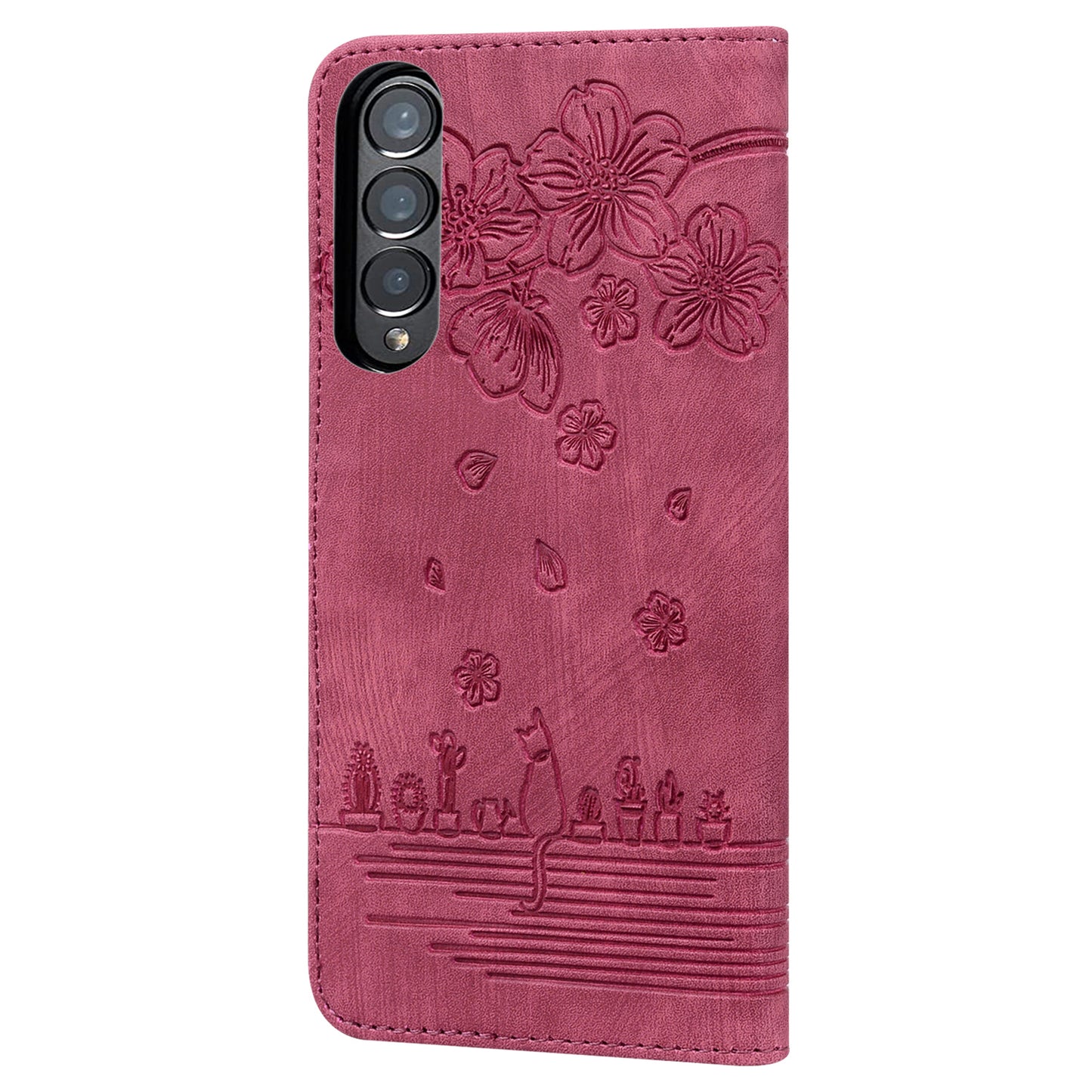 For Samsung Galaxy Z Fold4 5G PU Leather Phone Case Imprinted Cat Stand Wallet Cover with Hand Strap