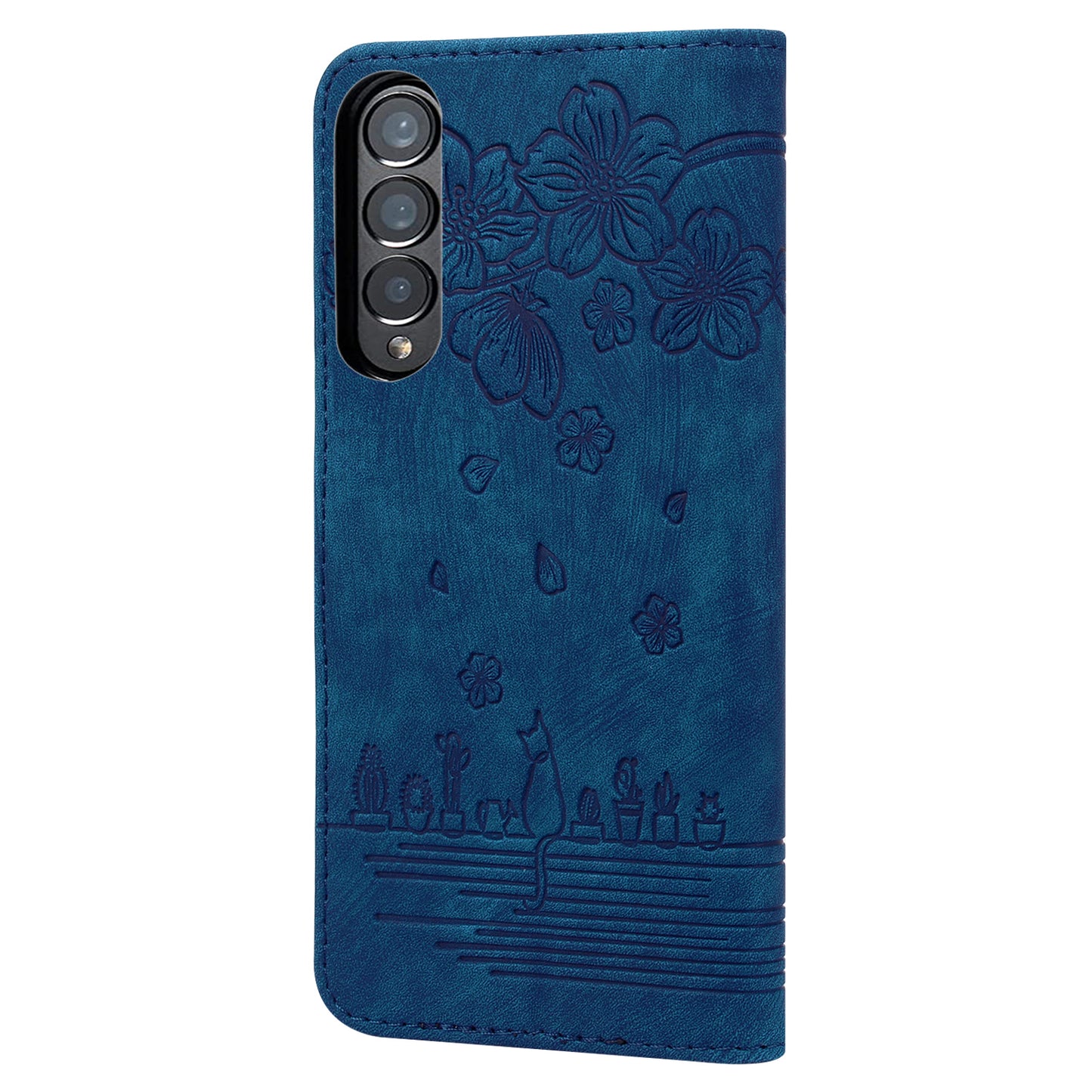 For Samsung Galaxy Z Fold4 5G PU Leather Phone Case Imprinted Cat Stand Wallet Cover with Hand Strap