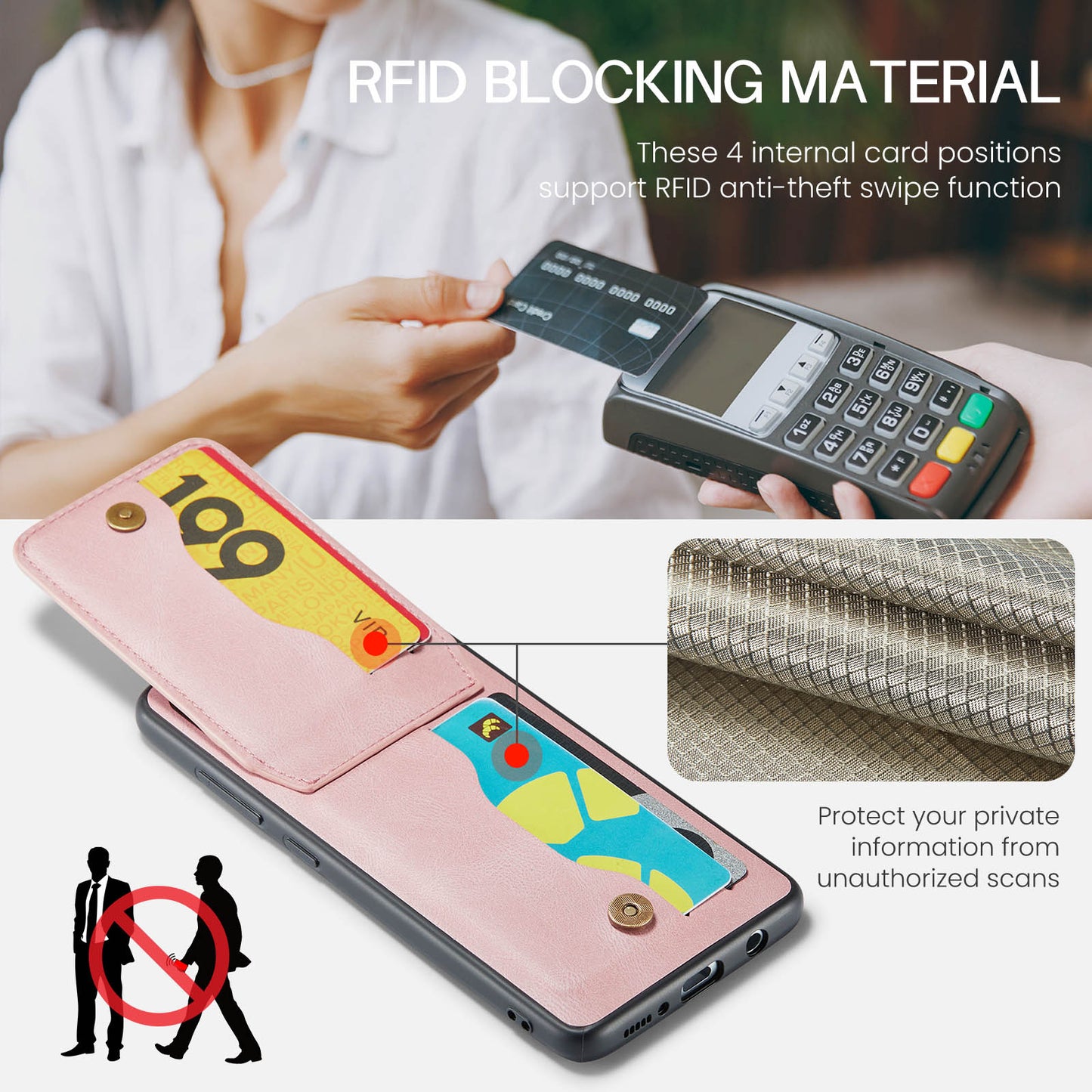 FIERRE SHANN Anti-drop Case for Samsung Galaxy A22 5G (EU Version) Card Slots PU Leather+TPU Phone Kickstand Cover
