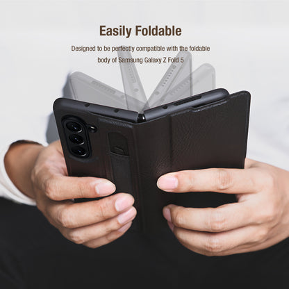 NILLKIN For Samsung Galaxy Z Fold5 5G PU Leather Phone Case Stand Full Protection Phone Cover with Pen Slot