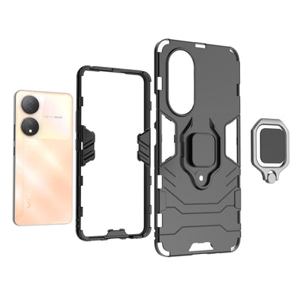 For vivo Y100 5G TPU + PC Hybrid Phone Case Finger Ring Kickstand Drop-proof Cover