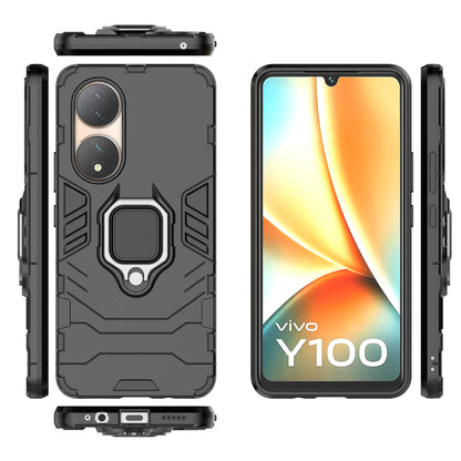 For vivo Y100 5G TPU + PC Hybrid Phone Case Finger Ring Kickstand Drop-proof Cover