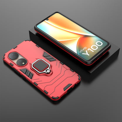 For vivo Y100 5G TPU + PC Hybrid Phone Case Finger Ring Kickstand Drop-proof Cover