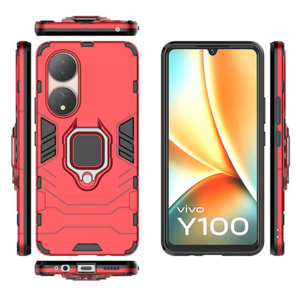 For vivo Y100 5G TPU + PC Hybrid Phone Case Finger Ring Kickstand Drop-proof Cover