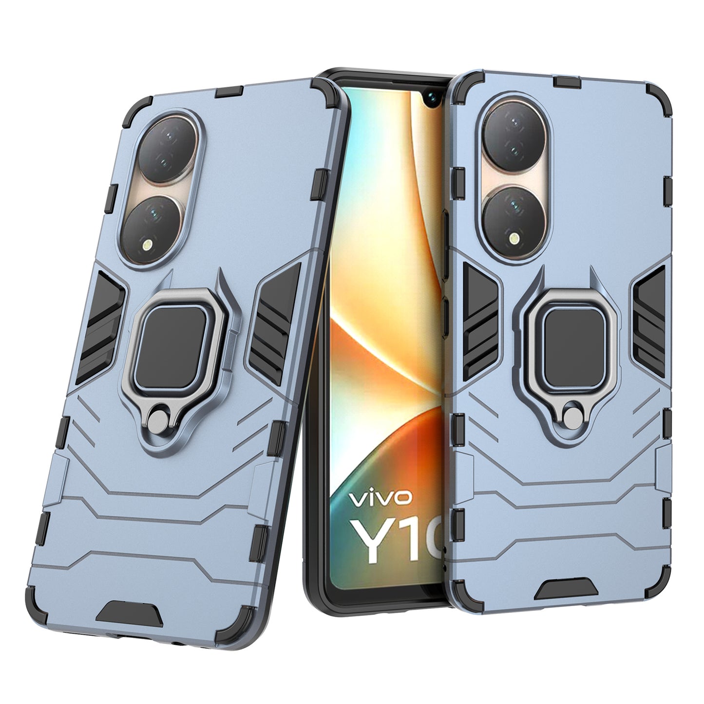 For vivo Y100 5G TPU + PC Hybrid Phone Case Finger Ring Kickstand Drop-proof Cover