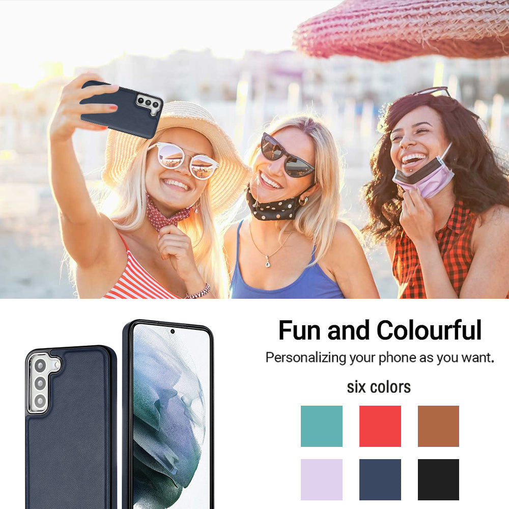 YB Leather Coating Series-6 For Samsung Galaxy S23 Back Cover PU Leather Coated TPU Anti-fall Case